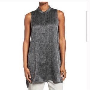 Eileen Fisher Silk Tunic Black and White Micro Polka Dots Size M